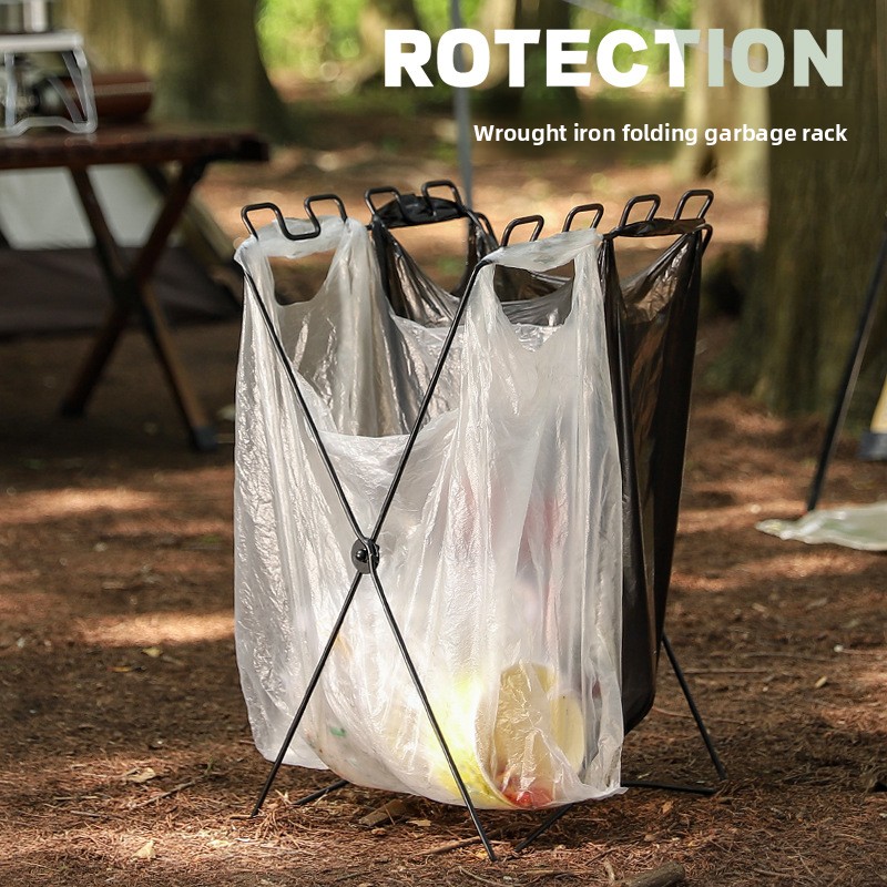 Camping Cooking Lightweight - Support pliable portable pour sacs poubelles,