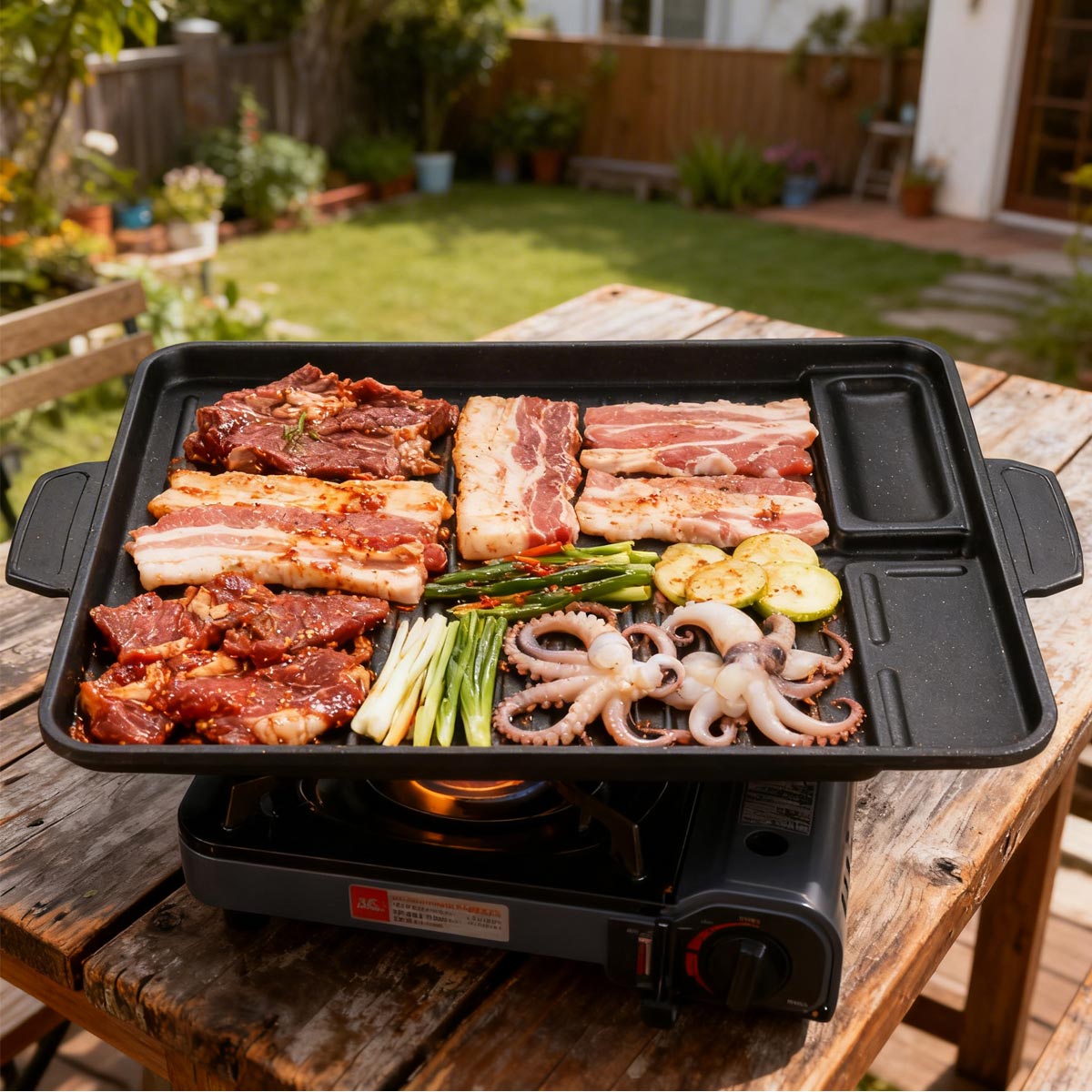 Camping Cooking Cupboard - Plaque de cuisson coréenne en aluminium