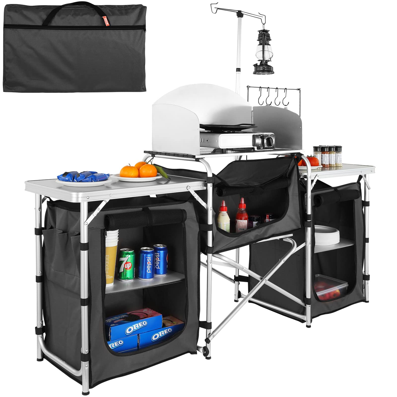 Camping Cooking Cupboard - Table de cuisson pliante d'extérieur en