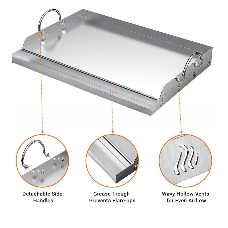 Camping Cooking Flat Top - Plaque de cuisson en acier inoxydable,