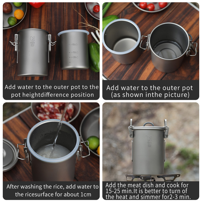 Casserole à riz en titane pur  - Camping Cooking Kitchen avis et prix