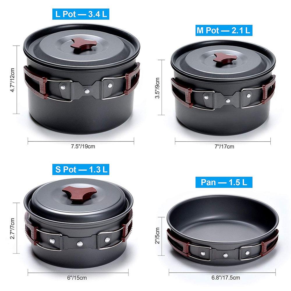 Kit de batterie de cuisine de  - Camping Cooking Ware Set avis et prix